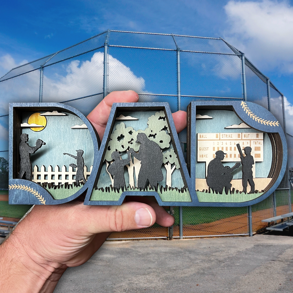 BaseballDadWoodenShelfSitter