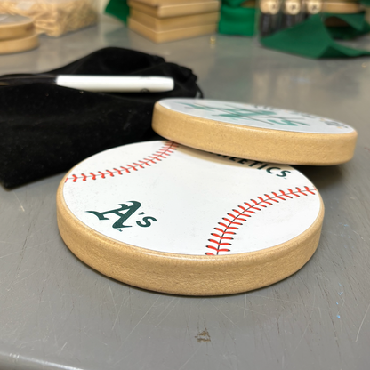 Miami Marlins Portable Dry Erase Game Board - 6.5" Double-Sided Wooden Tic Tac Toe Travel Set with Marker & Bag