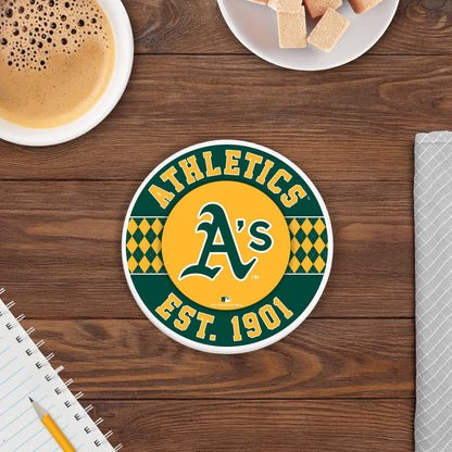 MLB - Oakland Athletics 4 inch Ceramic Argyle Coaster