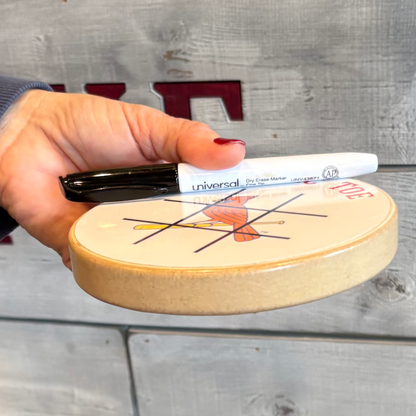 Miami Marlins Portable Dry Erase Game Board - 6.5" Double-Sided Wooden Tic Tac Toe Travel Set with Marker & Bag