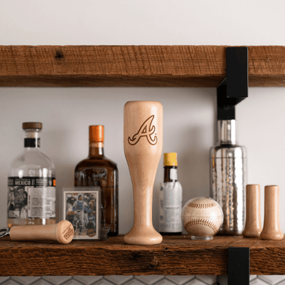baseball bat wine glass Atlanta Braves display